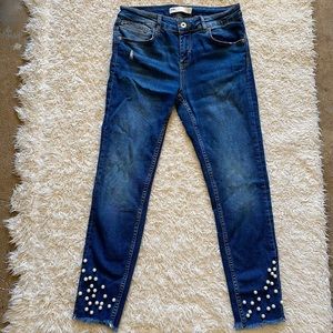 Zara Pearl Embellished Jeans